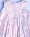 Floriane of France Girls Sleeveless Pale Pink Dressy Linen Dress With Dipper Cover