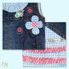 Oilily Girls Denim Jumper with floral Applique and Ruffles