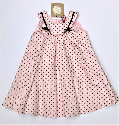 Floriane of France Girls Sleeveless Pale Pink Polka-dot Dress Village Kids Floriane of France Girls Sleeveless Pale Pink Polka-dot Dress Village Kids