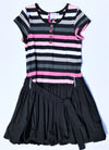 Pomme Framboise of France Girls Black With Stripes  Bubble Dress