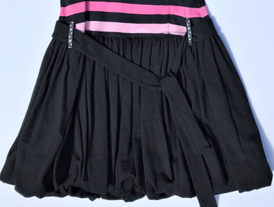 Pomme Framboise of France Girls Black With Stripes  Bubble Dress