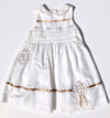 Pomme Framboise of France Girls Dressy White With Gold Trim Applique Dress