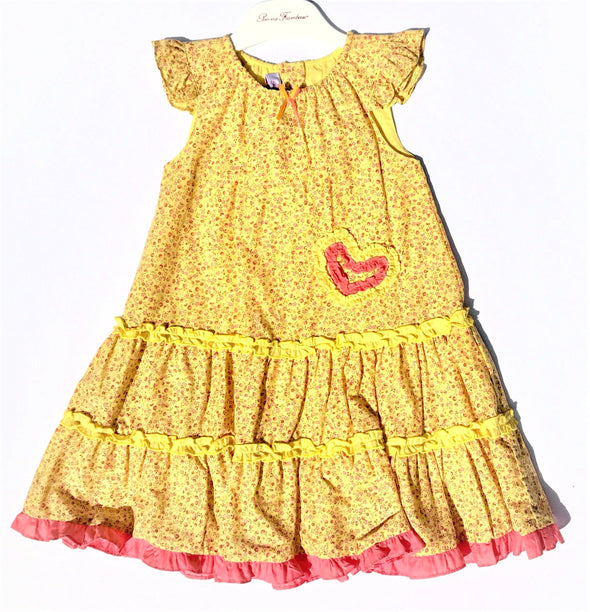 Pomme Framboise of France Girls FloralTiered Dress