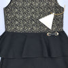 Alitsa Cap Sleeve Black/Gold  Embroidered Bodice Peplum Waist Dressy Dress