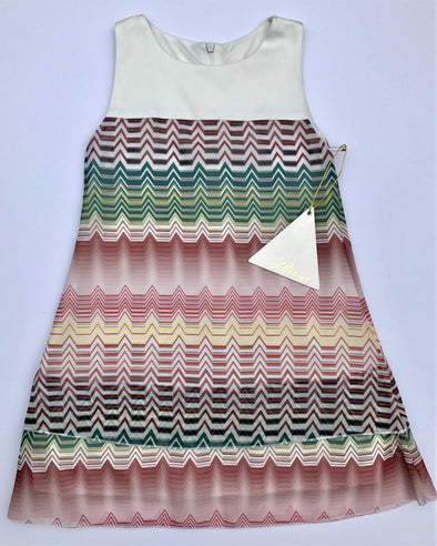 Alitsa Chiffon Tiered Sleeveless Zigzag Print Dressy Dress