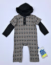 Kickee Pants French Bulldog  L/S Hoodie Romper With Snaps