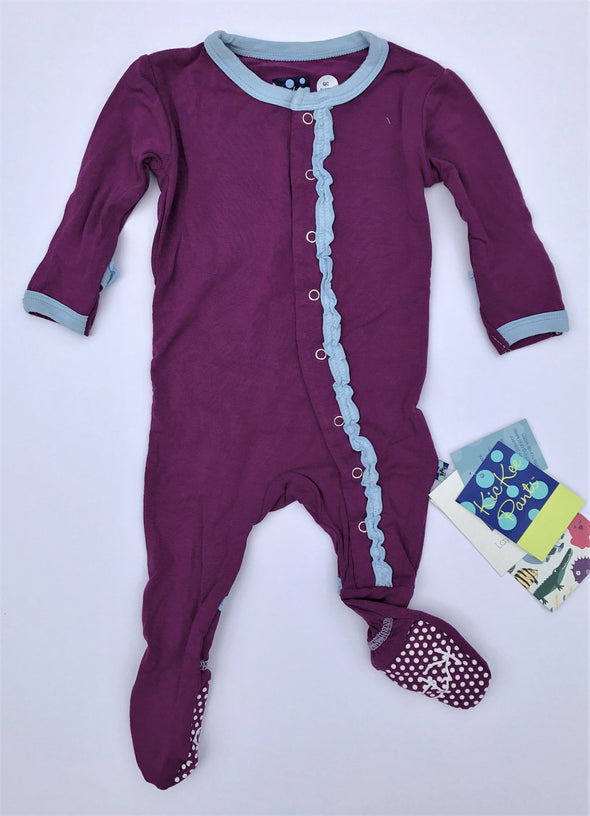 Kickee Pants Starfish With Pond Solid Muffin Ruffle Footie With Snaps