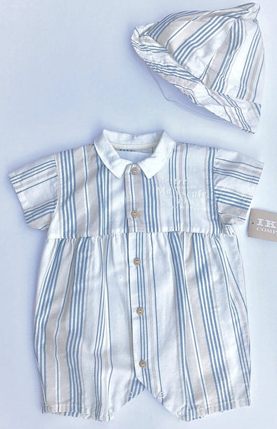 IKKS 2pc Striped Romper  With Sun Hat