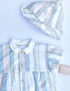 IKKS 2pc Striped Romper  With Sun Hat