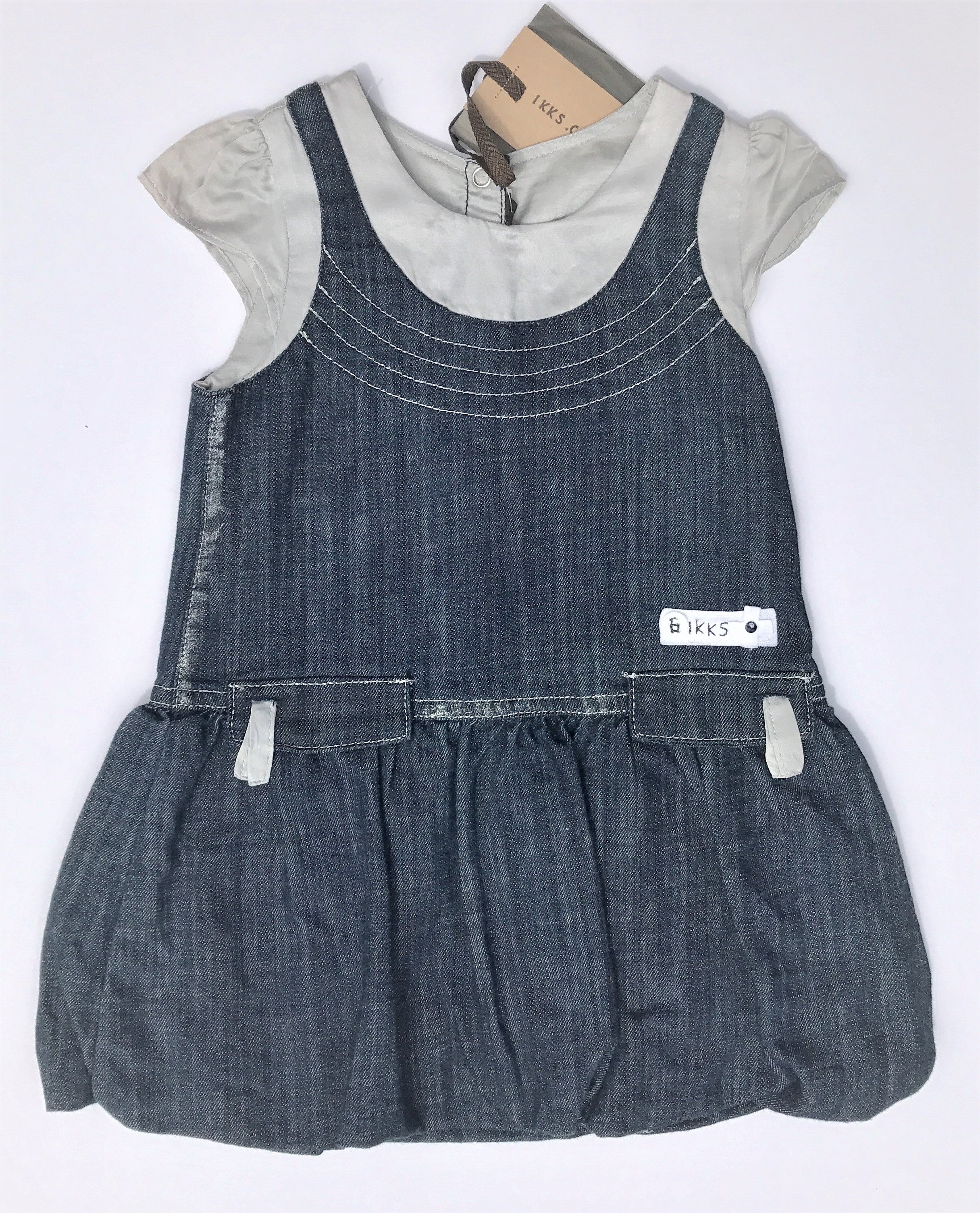 IKKS 1Pc Infant Girls Soft Denim And Silk Bubble Dress – Village Kids