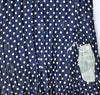 IKKS Navy Polka Dot Cap Sleeve Crinkly Silk Dress With Cotton Lining