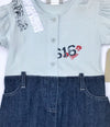 IKKS 2Pc Cap Sleeve Cotton Knit and Denim Dress With Diaper Cover