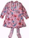 Cakewalk Girls Pink Floral Fall/Winter Dress With Tights