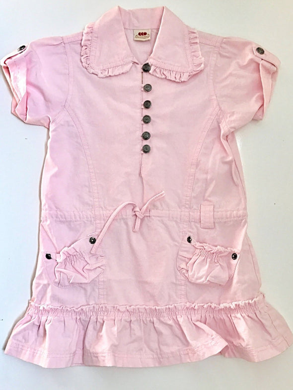 3pommes Spring Light Pink 100% Cotton Denim Dress