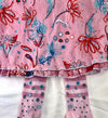 Cakewalk Girls Pink Floral Fall/Winter Dress With Tights