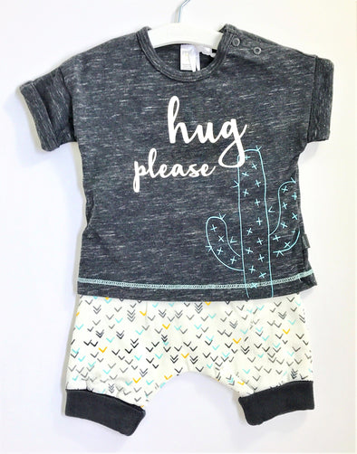 Petit Lem Charcoal/Blue 2Pc Short Set