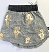 HUXBABY CHARCOAL SKIRT WITH GOLD PRINTED TEDDY BEARS