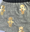 HUXBABY CHARCOAL SKIRT WITH GOLD PRINTED TEDDY BEARS