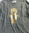 HUXBABY CHARCOAL DRESS WITH GOLD PRINTED TEDDY BEARS
