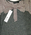 LA MADE KIDS CHARCOAL AND WHITE STRIPED DRESS