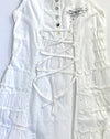 3Pommes White Tiered Front Lace-up Cotton Dress