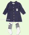 IKKS of France Girls Navy Classic Knit Dress with Tights and Leg Warmers