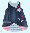 Oilily Girls Denim Jumper with floral Applique and Ruffles