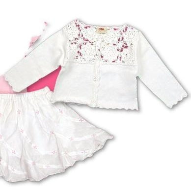 3Pommes Infant Girls 100% Cotton Crochet Cardigan