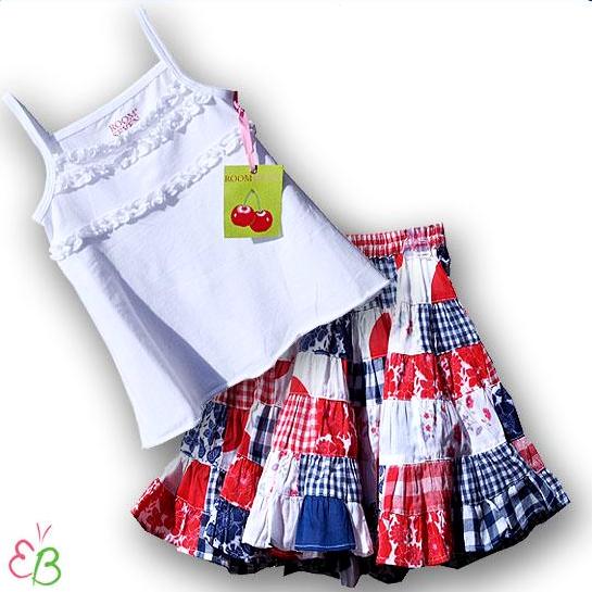 ROOM SEVEN Girls 2Pc Spring/Summer Floral Patchwork Skirt Set